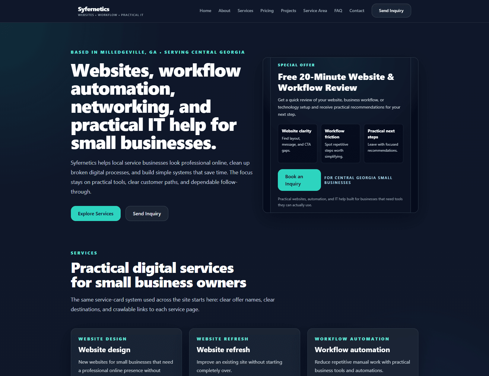 Syfernetics website project preview